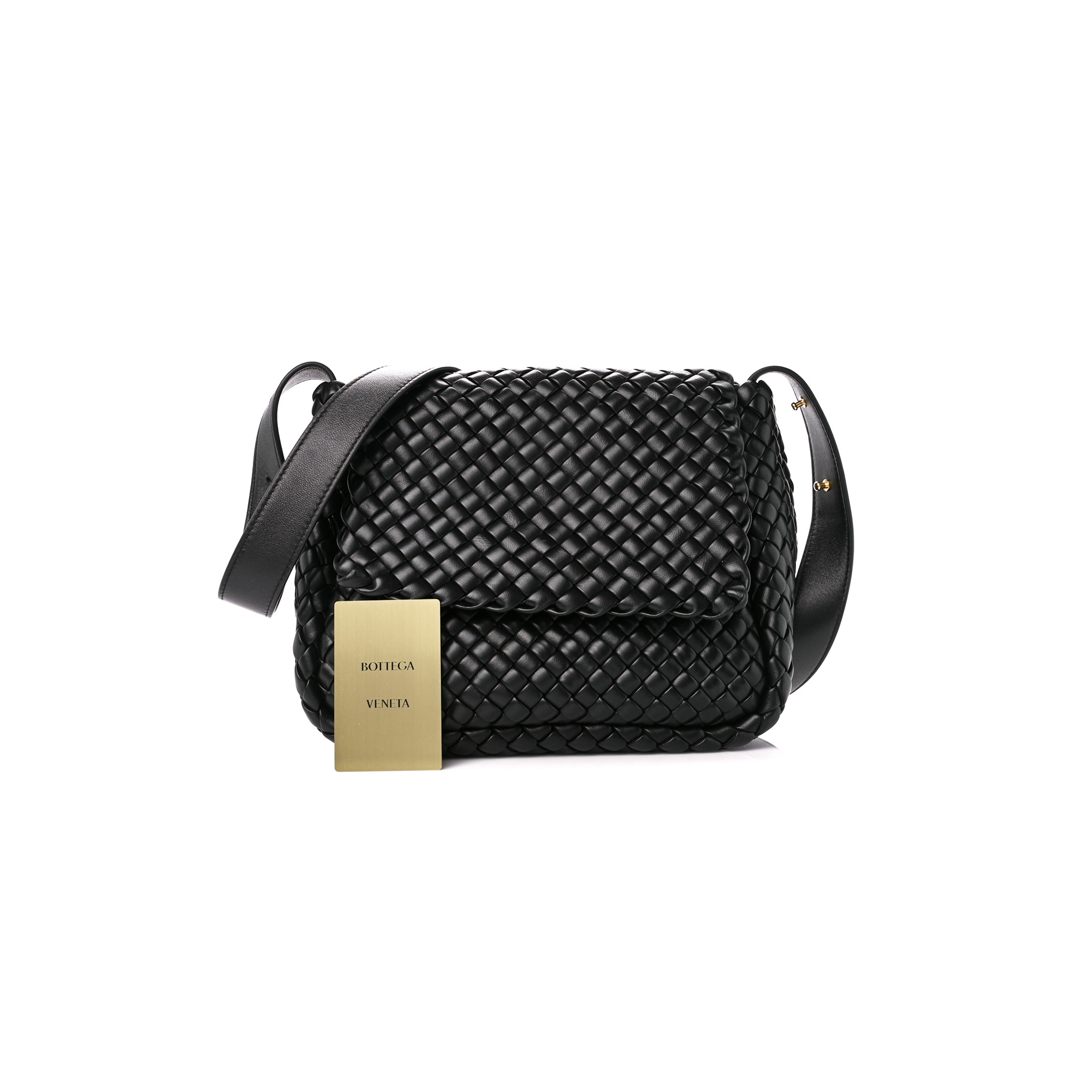 BOTTEGA VENETA NAPPA INTRECCIATO SMALL COBBLE SHOULDER BAG BLACK (26*21*9cm)